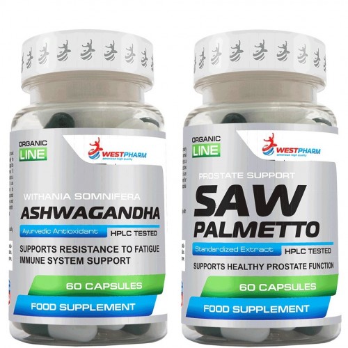 Курс на поддержание мужского здоровья Ashwagandha + Saw Palmetto (WestPharm),